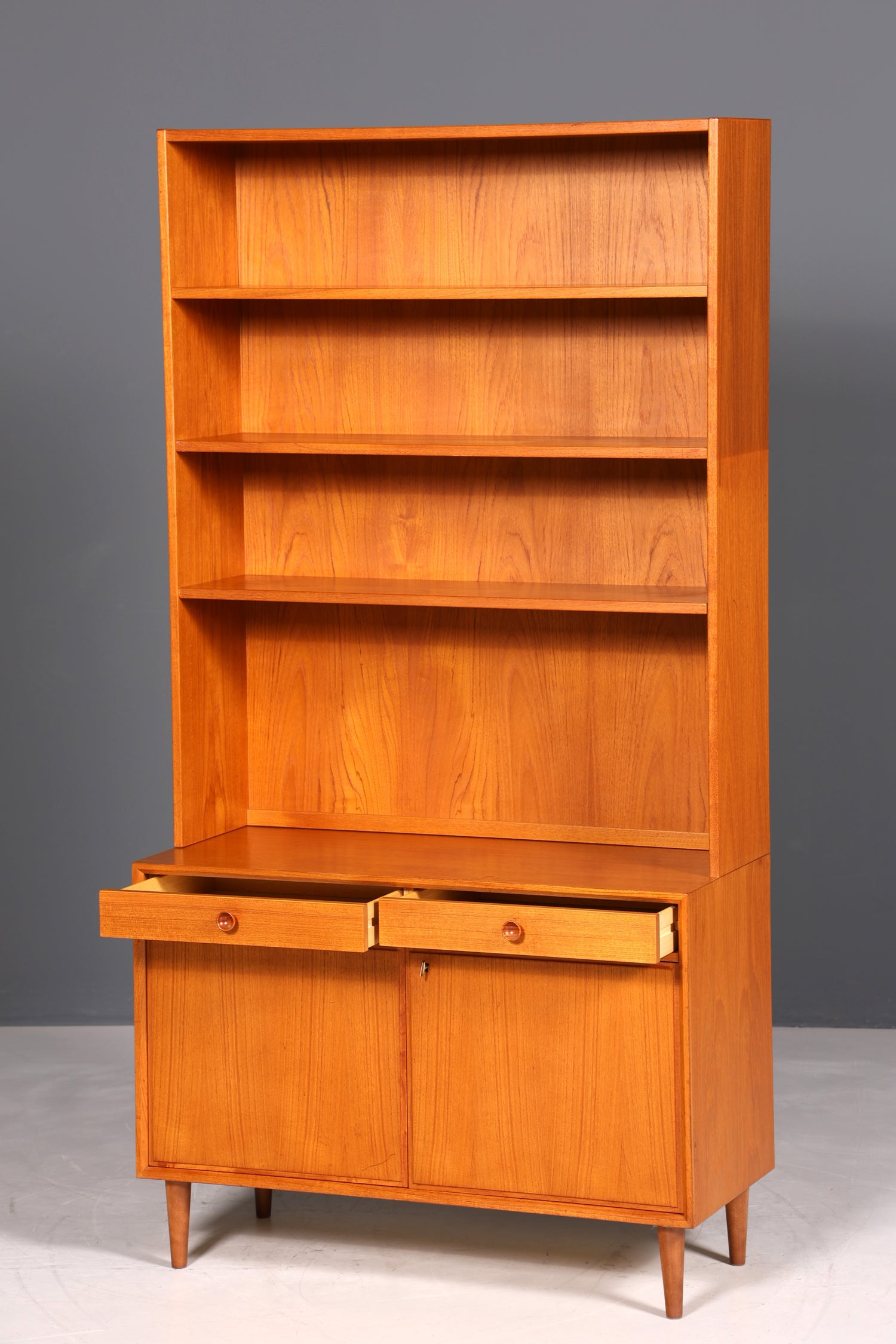 Traumhaftes Mid Century Regal Teak Holz Schrank Danish Design Retro Kommode Vintage Bücherregal 60er Jahre 2 von 2