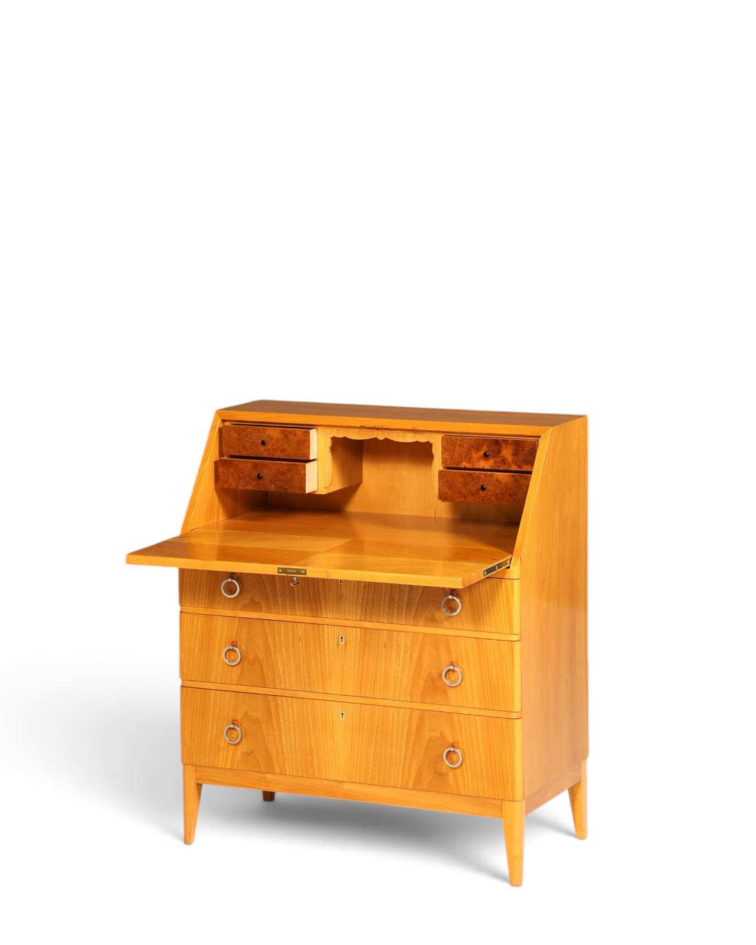 Schlichter Mid Century Sekretär Vintage Schreibmöbel echt Holz Kommode Retro Office Secretary