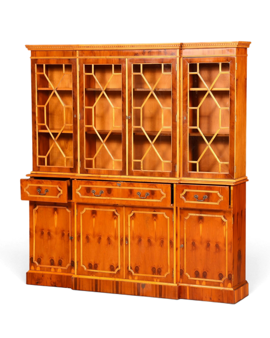 Traumhafte Englische Vitrine Bücherschrank Buffet Antik Stil Englisch Eibe Glasvitrine Bibliothek