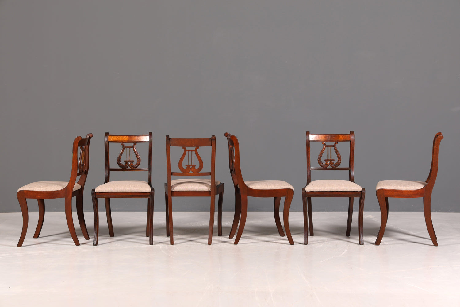 G211 Finish cm 6x Edle Englische Stühle Englisch Dining Chairs Antik 60er Jahre Regency Küchenstühle Stuhlset (Kopie 2)