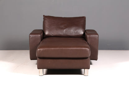 Prachtige Stressless E200 chaise longue van echt leer, bruin, longchair, ottomane, leren bank, relaxfauteuil, vintage