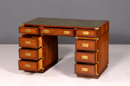 Edler Maritimer Schreibtisch Englisch Military Chest Bürotisch Echt Lederauflage Office Table