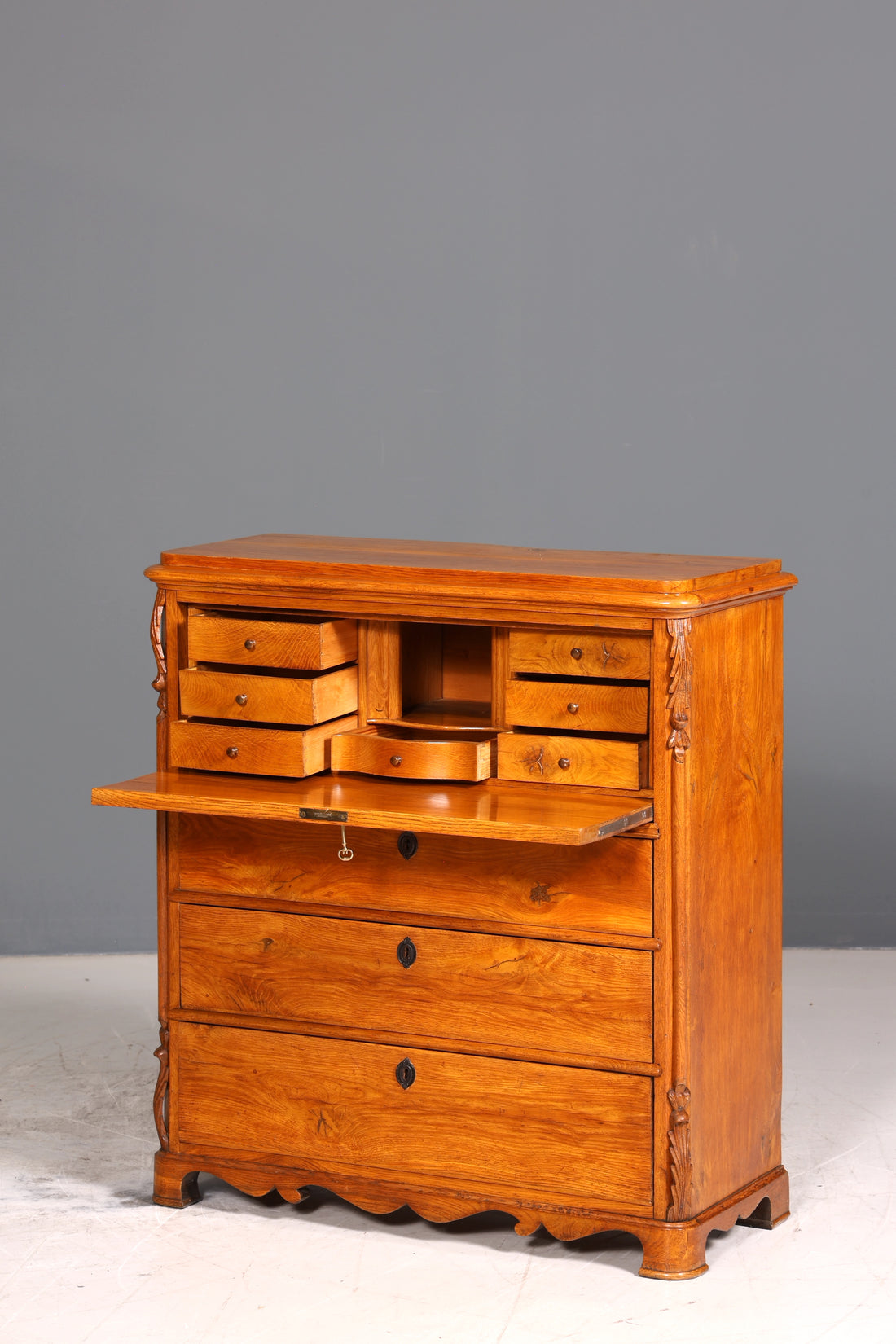 Stilvoller Biedermeier Sekretär um 1860 Vertiko Antik Kommode Louis Philippe Schreibkommode
