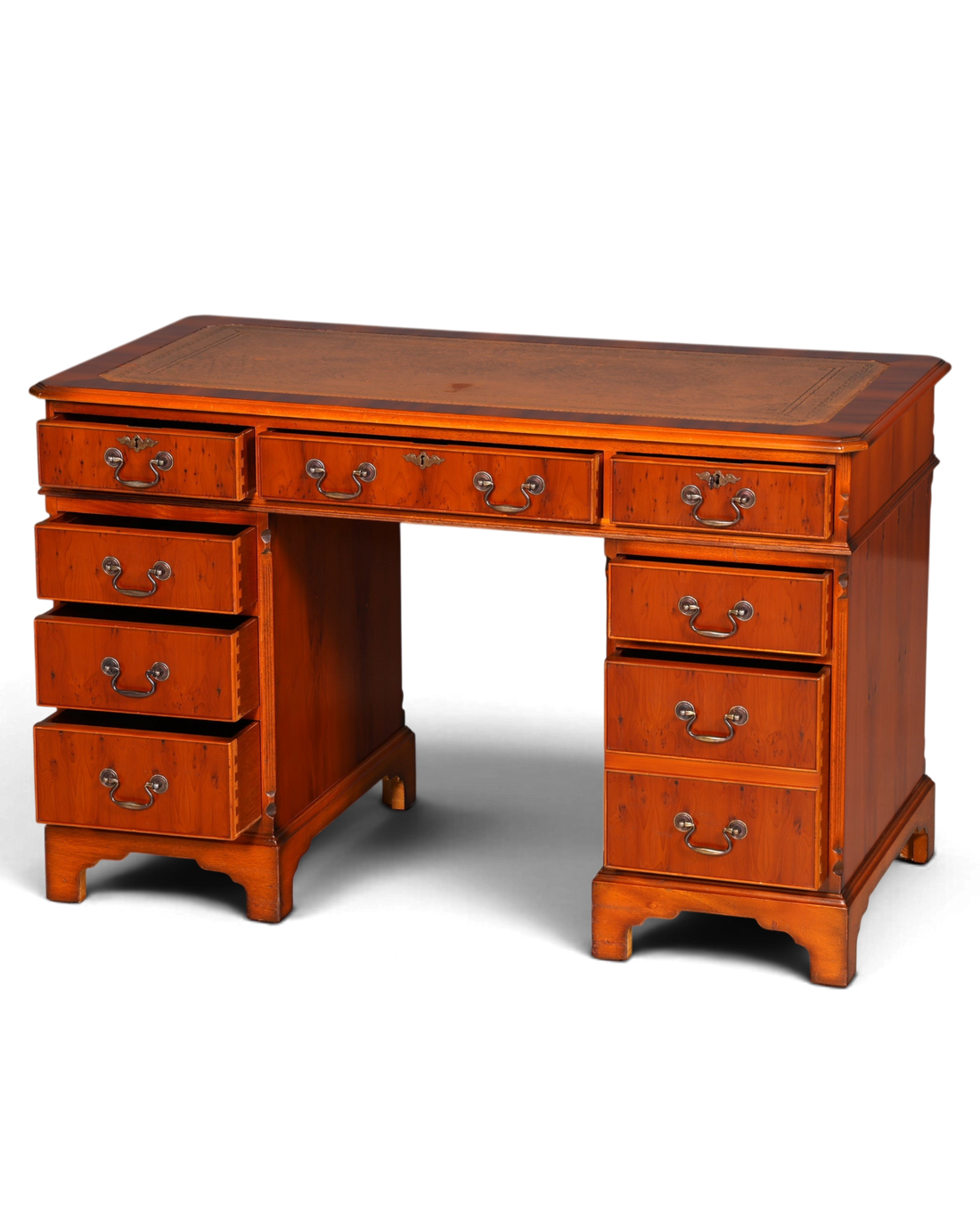 G616 Finish cm Wunderschöner Englischer Schreibtisch Englisch Eibe Desk Leder Auflage Antik Stil Bürotisch Office Desk (Kopie)
