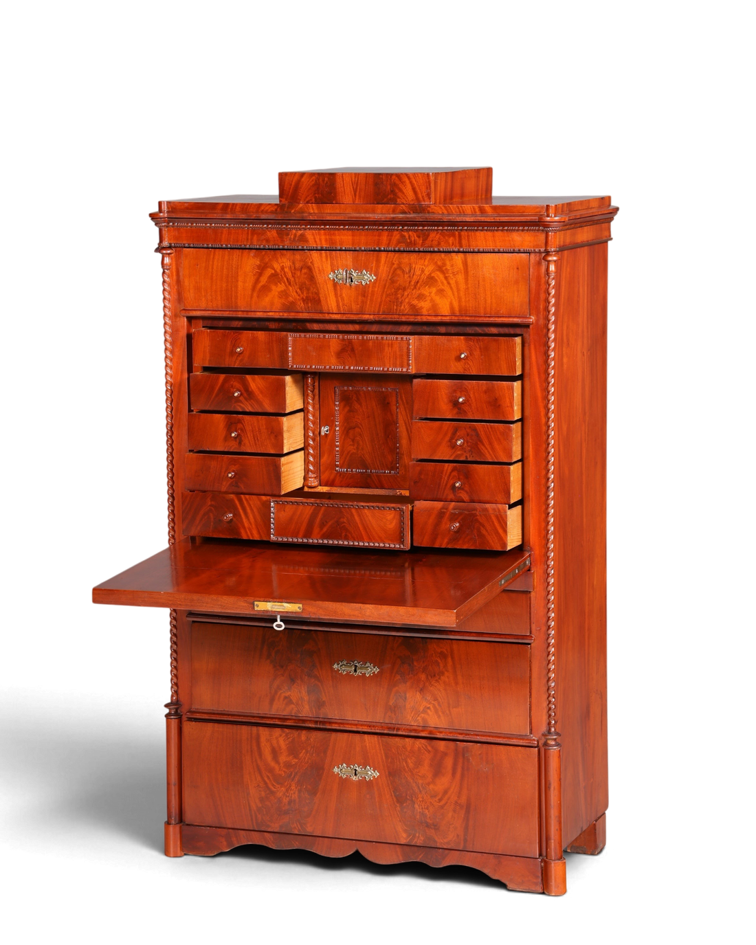 Stilvoller Louis Philippe Sekretär um 1880 Kommode Antik Biedermeier Stil Bürokommode