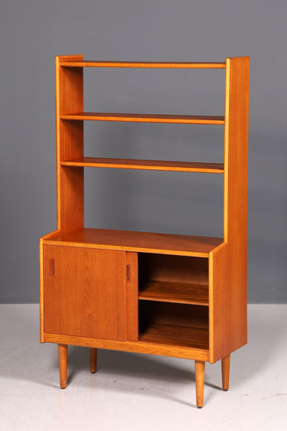 Schlichtes Mid Century Bücherregal Danish Design Schiebetür Teak Holz Vintage Schrank Regal