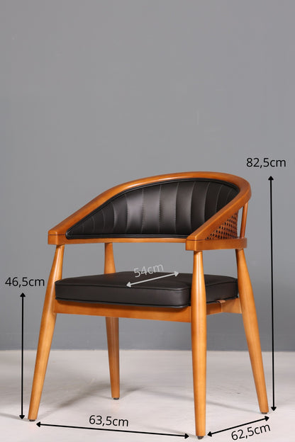 Edler Korbgeflecht Esszimmer Stuhl "Malibu Black Plus" Küchenstuhl Armlehnstuhl Buche Sekretär Stuhl