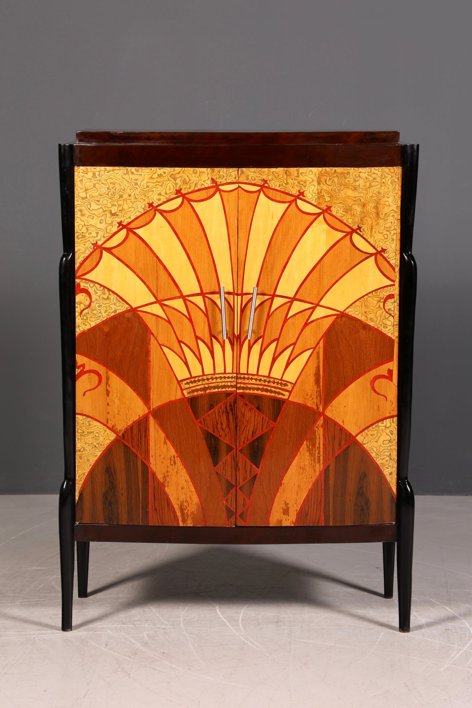 Traumhaftes Art Deco Design Highboard Schrank Kommode Vertiko Sun Cabinet Wäscheschrank