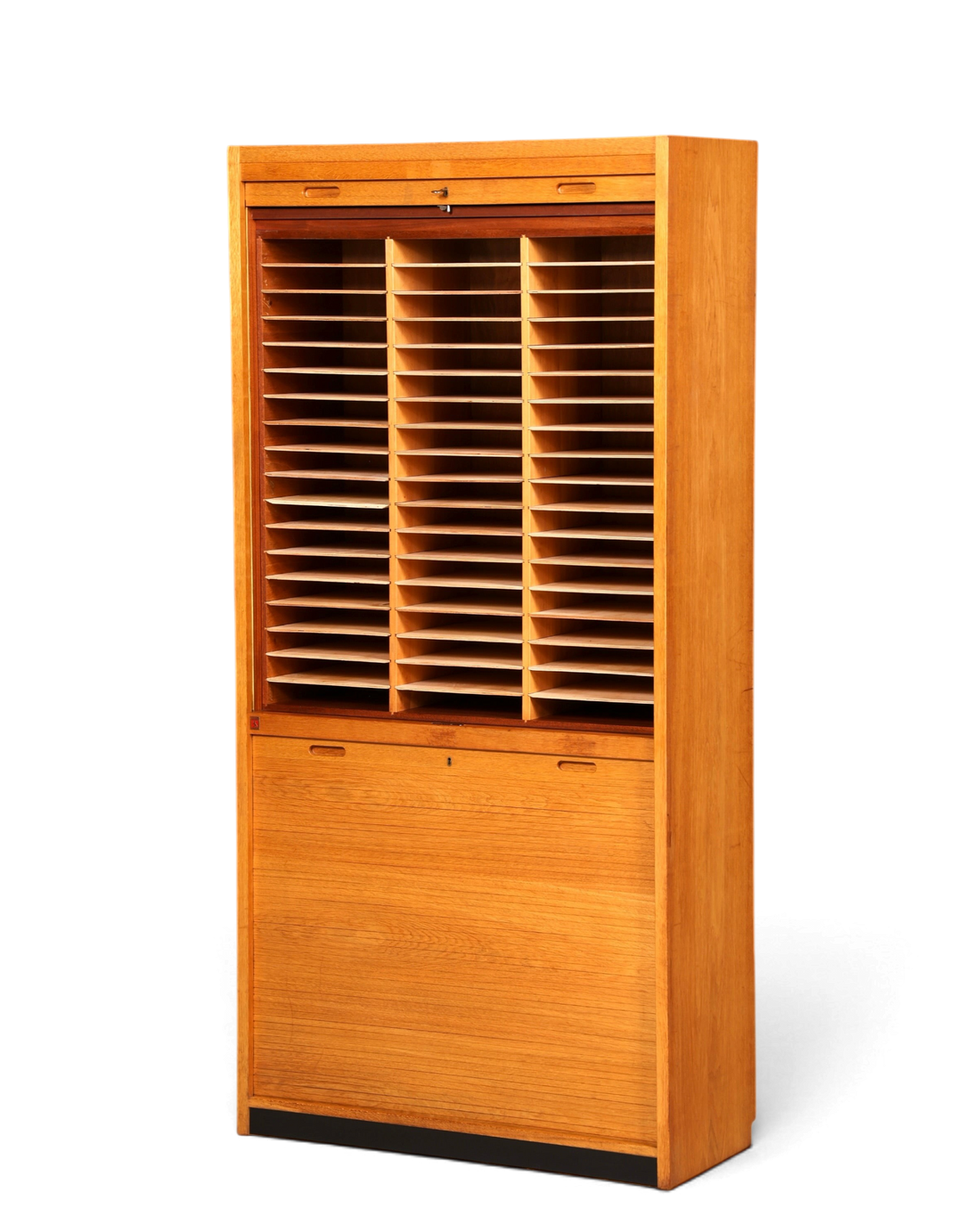 Schlichter Mid Century Rollladenschrank Bauhaus Vintage Apothekerschrank Art Deco Büro Aktenschrank