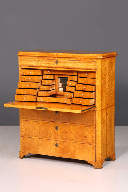 Indrukwekkende Biedermeier-secretaire, antieke commode, kantoor-schrijfcommode, highboard