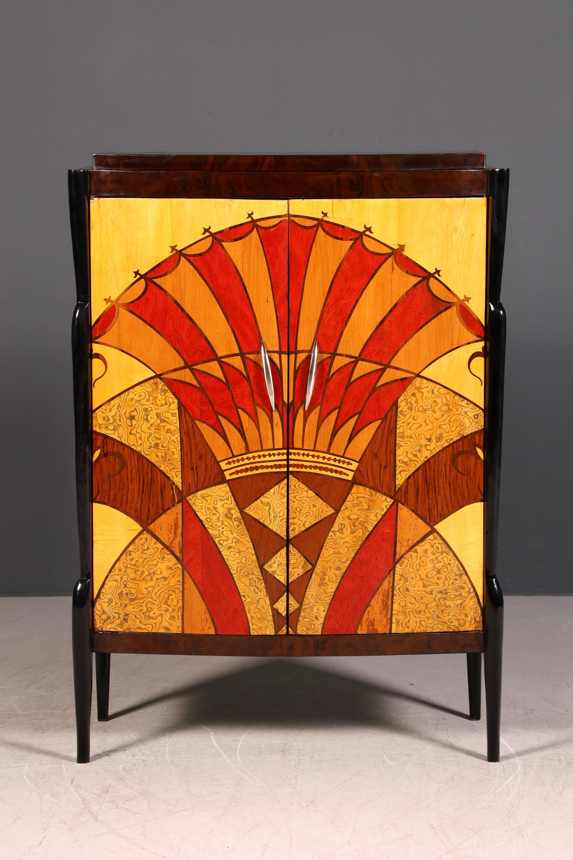 Stilvolles Art Deco Stil Highboard Schrank Kommode Vertiko Sun Cabinet Wäscheschrank