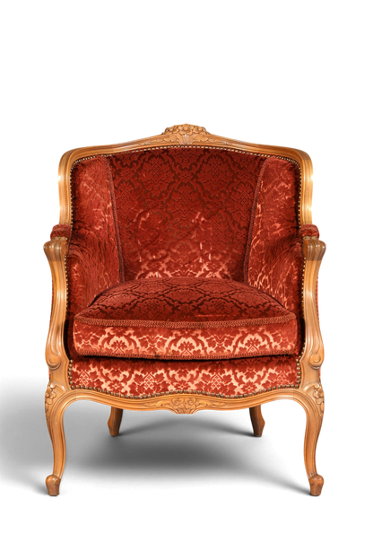 Edler Chippendale Armlehnsessel Barock Stil Sessel Samt Stoff Armchair Sessel 1 von 2