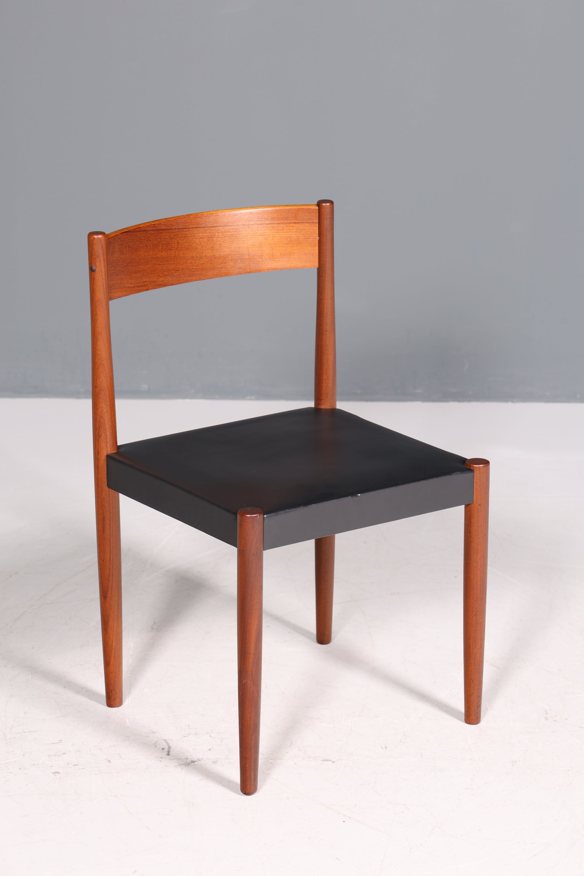 Simple mid-century chair, rosewood, retro secretary chair, genuine leather, Danish design kitchen chair, 2 of 2