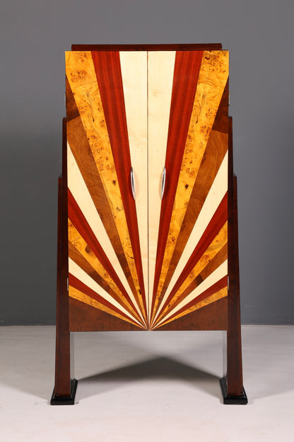 Traumhafter Art Deco Design Schrank Highboard Kommode Vertiko Sun Wäscheschrank Dielenschrank
