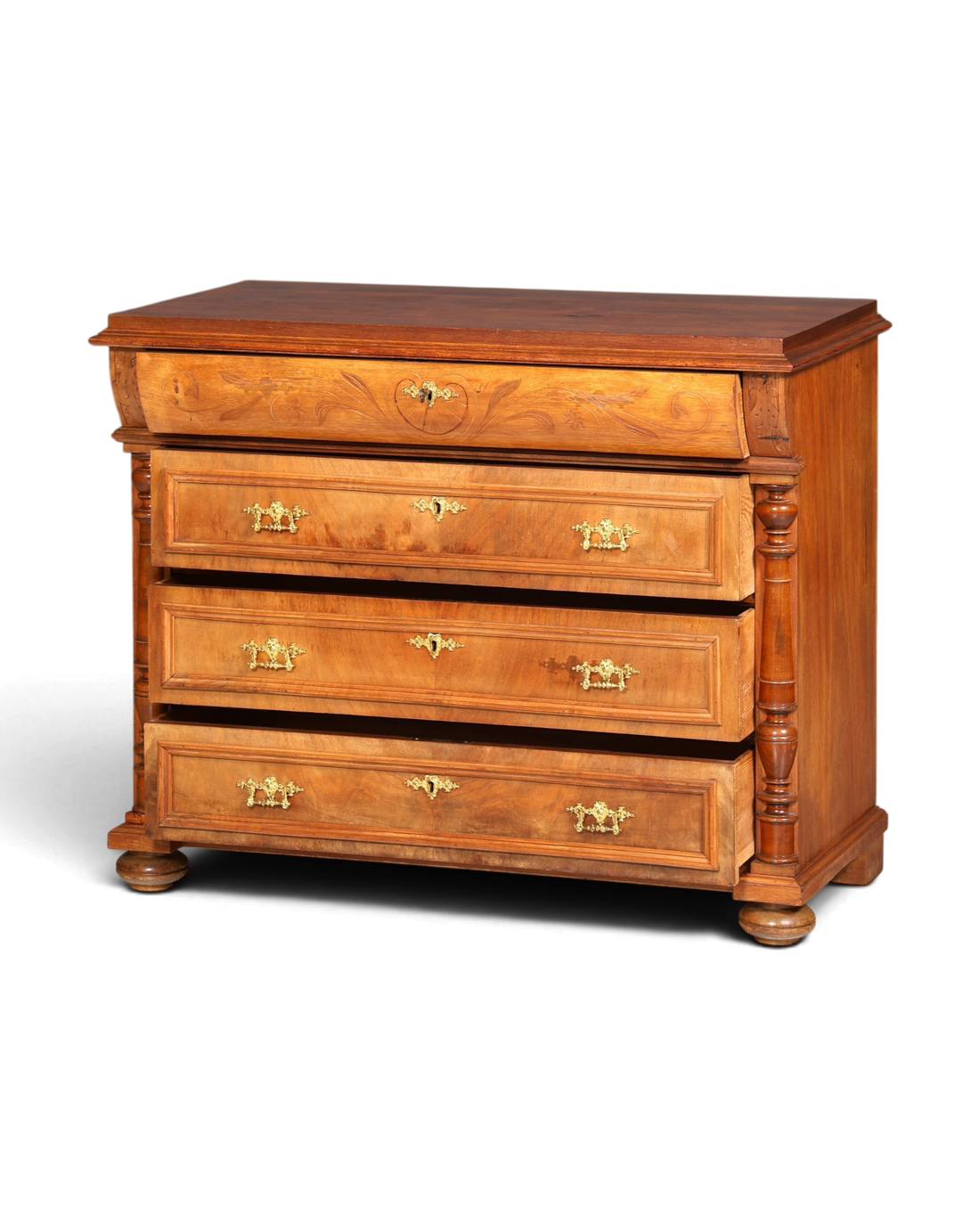 Stilvolles Gründerzeit Kommode Louis Philippe Schubladenkommode Nussbaum Sideboard um 1880