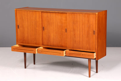 Stilvolles Mid Century Highboard Teak Holz Danish Design Sideboard Schrank Vintage Kommode Skandinavisch