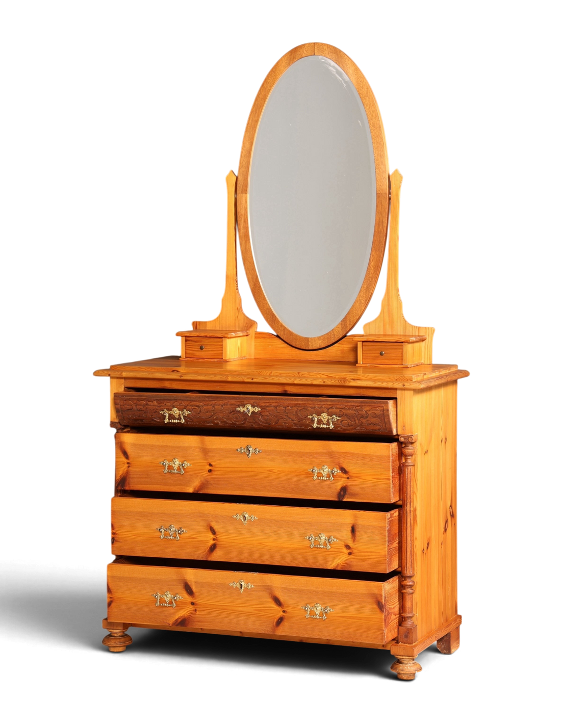Stilvolle Gründerzeit Kommode Antik Louis Philippe Sideboard mit Spiegel Flurkommode