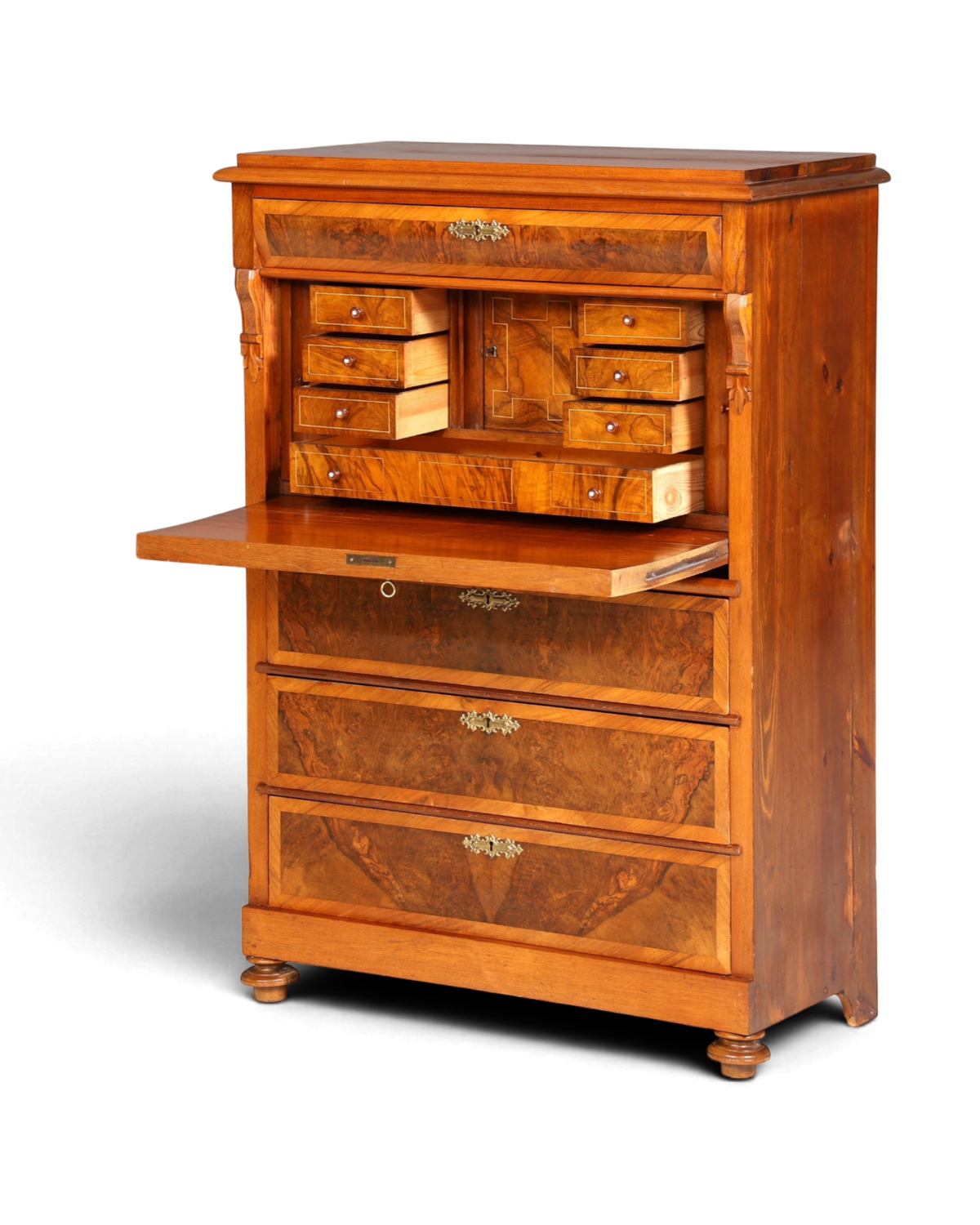 Stilvoller Gründerzeit Sekretär Vertiko Highboard Jugendstil Kommode Schrank um 1880