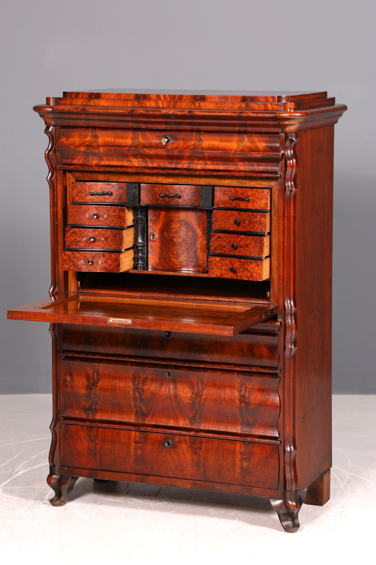 Wunderschöner Louis Philippe Sekretär Vertiko Highboard Schreibsekretär Biedermeier Massivholz um 1880