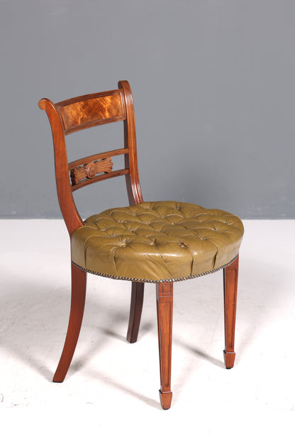 Wunderschöner Chesterfield Stuhl Anno Dom Sekretär Stuhl Englisch echt Leder Küchenstuhl 1 von 4