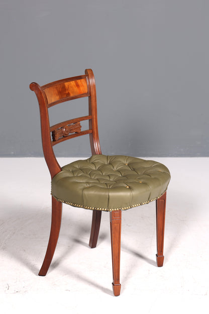 Wunderschöner Chesterfield Stuhl Anno Dom Sekretär Stuhl Englisch echt Leder Küchenstuhl 2 von 4