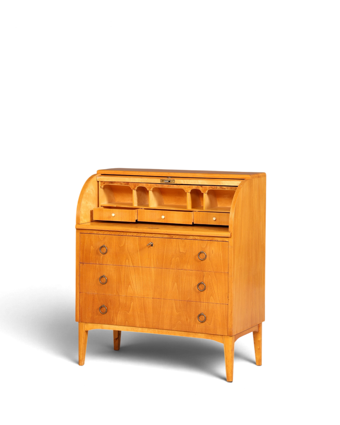 Wunderschöner Mid Century Rollladen Sekretär echt Holz Büro Schrank Vintage Schreibkommode 60s