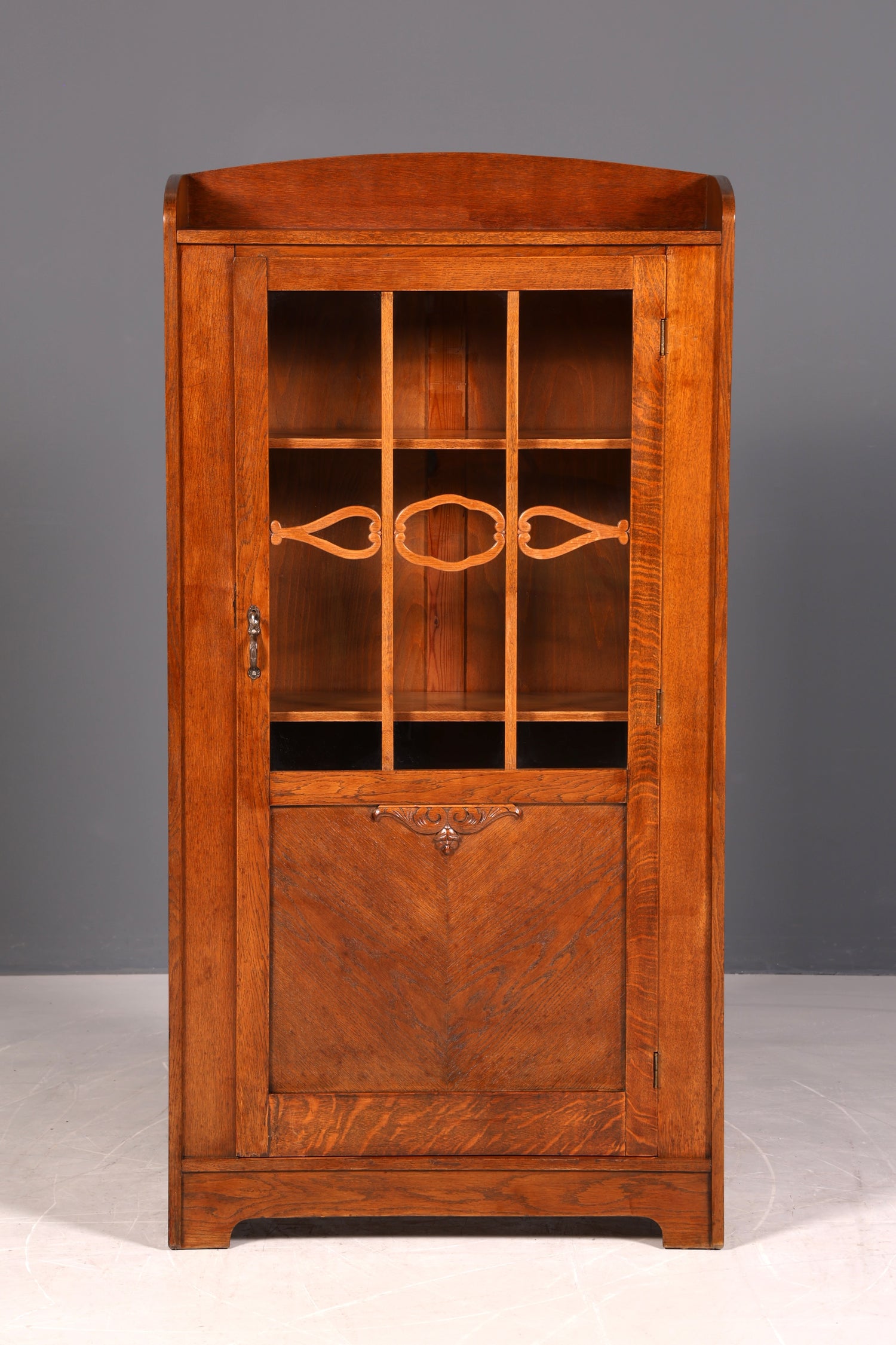 Stilvolle Jugendstil Vitrine Antike Holz Bücherschrank Eiche Antik Schrank Geschirrschrank