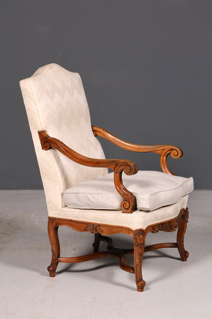 Edere Louis-Philippe-armleunstoel uit de Gründerzeit, antieke stoel, secretairestoel, gestoffeerde fauteuil, 2 van 2