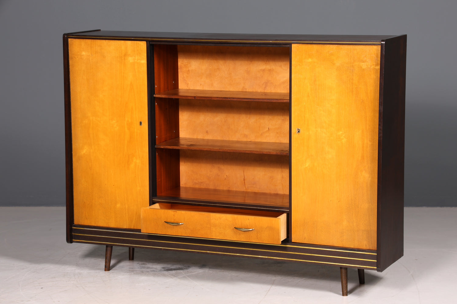 Wunderschöner Mid Century Schrank 60er Jahre Bücherregal Aktenschrank Rockabilly Wäscheschrank Regal Highboard