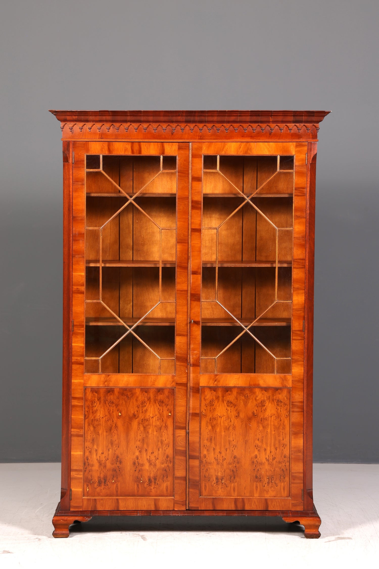 Dreamlike Bevan Funnell Reprodux English bookcase yew display cabinet library bookshelf vintage