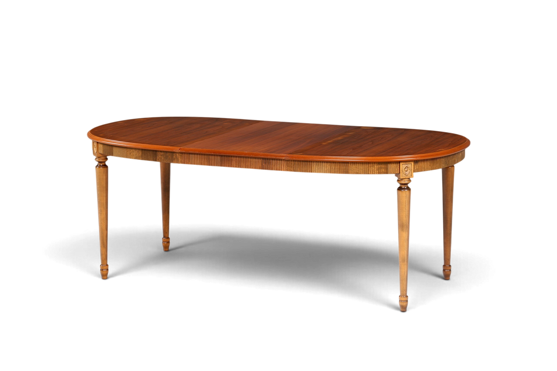 Hauptstadt Möblerei ausziehbarer Esstisch aus Holz im eleganten gustavianischen Stil mit ovaler Platte