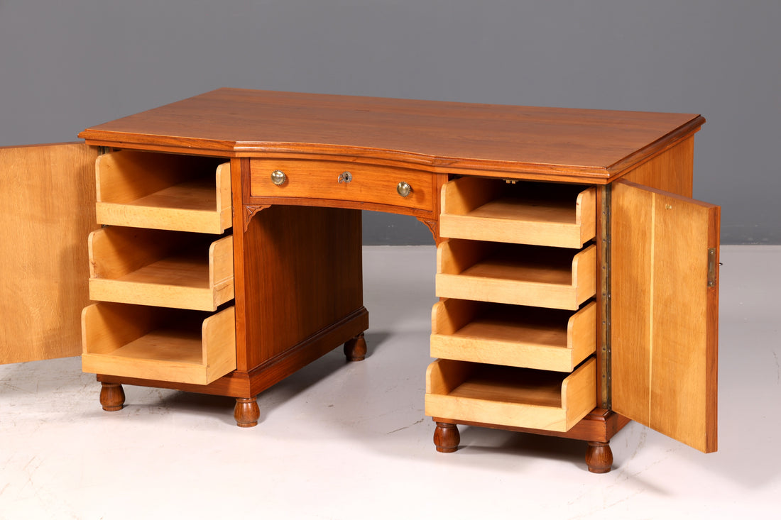 Prachtig bureau in jugendstil van eikenhout, kantoortafel, office table, antiek vintage