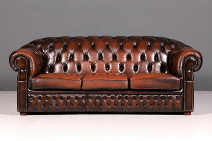 Wunderschönes Original Chesterfield Centurion 3-Sitzer Sofa Echt Leder Couch Englisch Polstersofa Antik Vintage