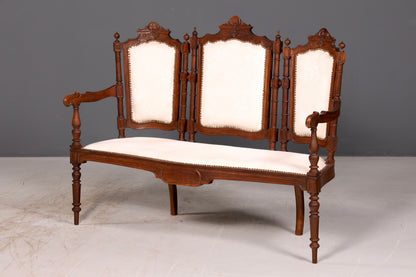 Elegante zitbank in neorenaissancestijl, antieke bank uit de Gründerzeit, sofa, gestoffeerde bank, salonbank, zitbank