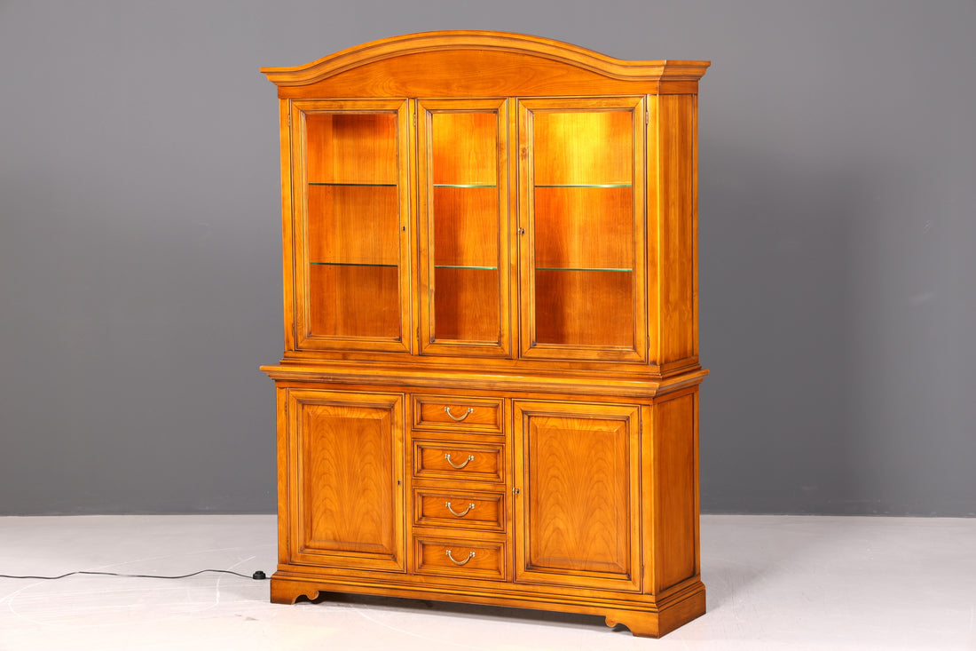 Prachtige Original Selva Vitrinekast Kersenhout Buffet Bibliotheek Antieke Stijl Kast Serviezkast Italiaanse Meubelen