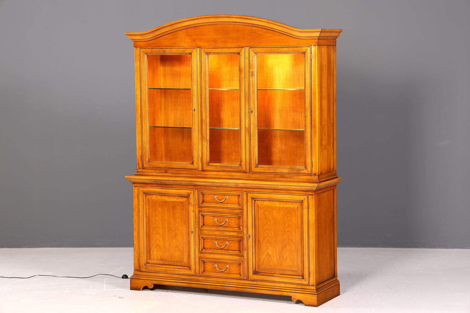 Gorgeous Original Selva Display Cabinet Cherry Wood Buffet Library Antique Style Cabinet Crockery Cabinet Italian Furniture