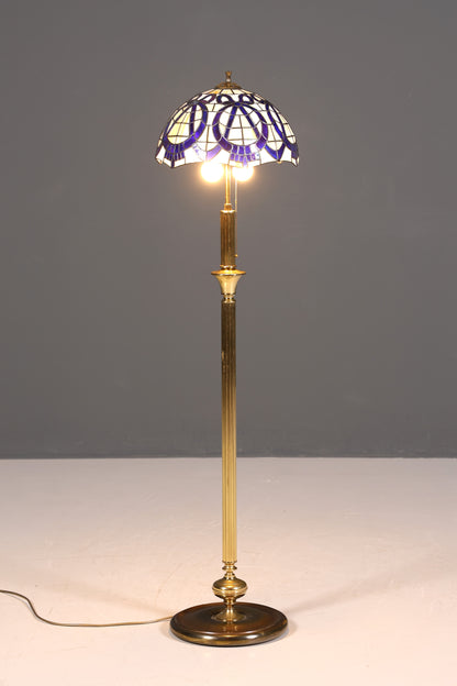 Traumhafte Antike Tiffany Lampe Glaslampenschirm Messingfuß Stehlampe Leselampe