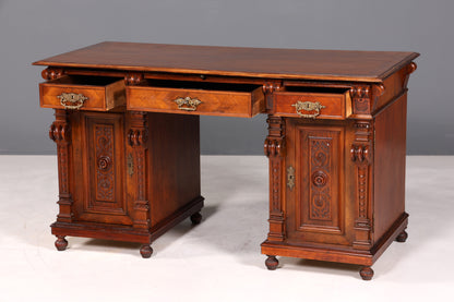 Traumhafter Gründerzeit Schreibtisch Jugendstil Bürotisch echt Holz Antik Desk