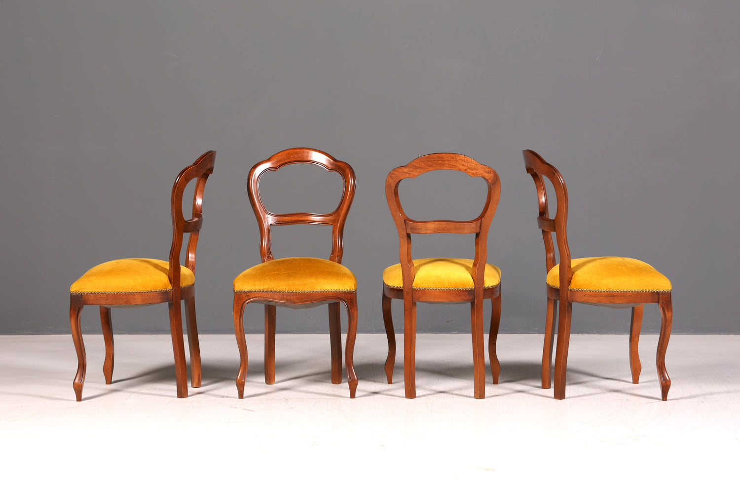 Edle 4x Louis Philippe Stühle Set um 1880 Antik Biedermeier Nussbaum Esszimmerstühle Polsterstühle Sekretär Stühle Vintage