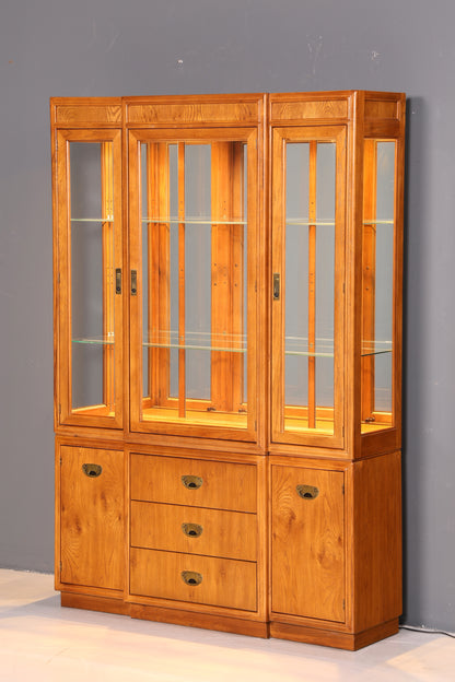 Edler Original Drexel Heritage Vitrine Bücherschrank Art Deco USA Antik Schrank Buffet Regal Glasvitrine Vintage Holz