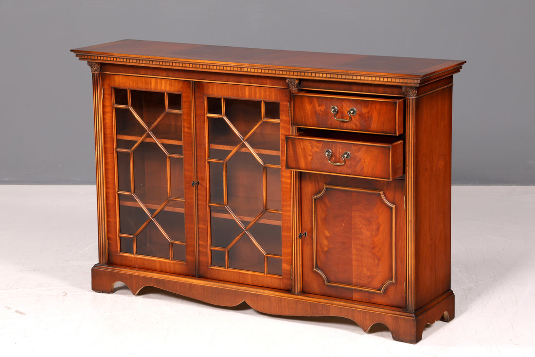 Beautiful English Sideboard Mahogany Real Wood Display Cabinet Antique Shelf Cabinet Glass Display Cabinet Dresser Vintage