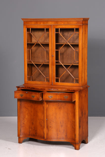 Wunderschöne Englische Vitrine Bücherschrank Eibe Aufsatzschrank Glasvitrine Buffet Sideboard Bibliothek