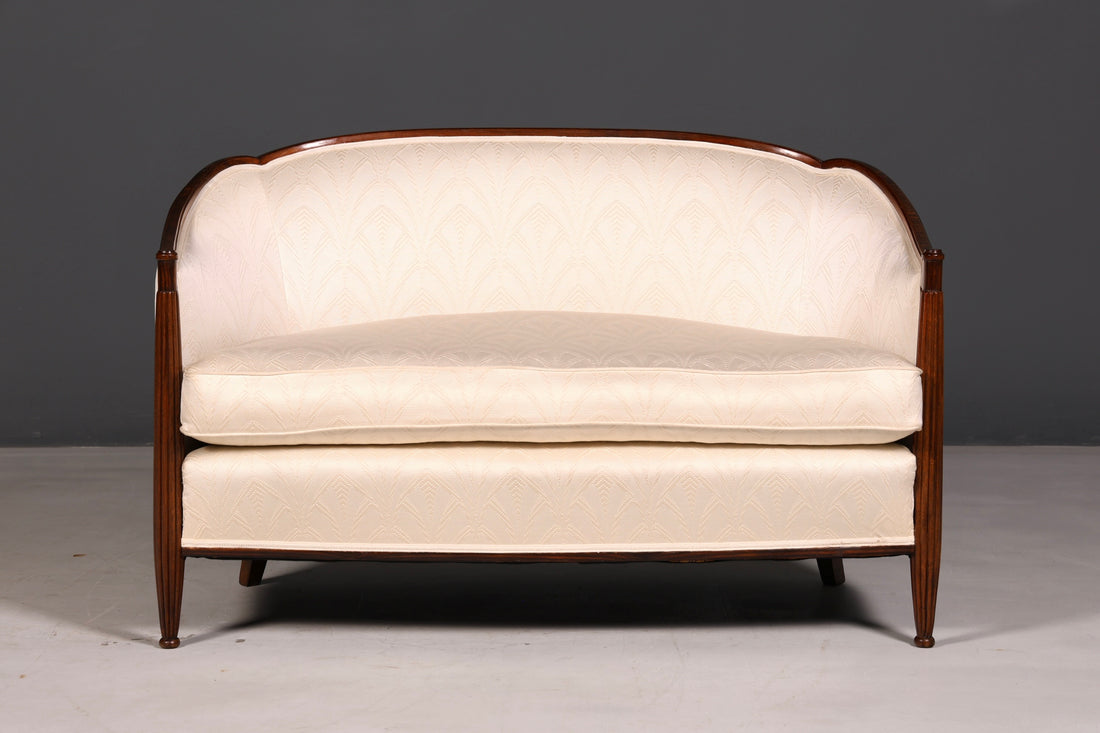 Elegante Art Deco-bank, zitbank, 2-zitsbank, vintage loung bank, gestoffeerde bank, salonbank
