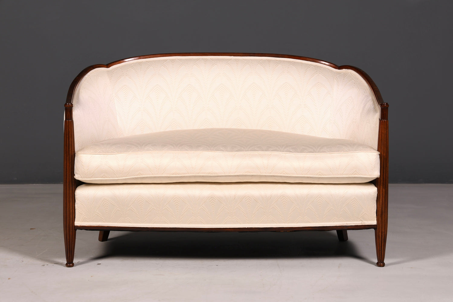 Elegante Art Deco-bank, zitbank, 2-zitsbank, vintage loung bank, gestoffeerde bank, salonbank