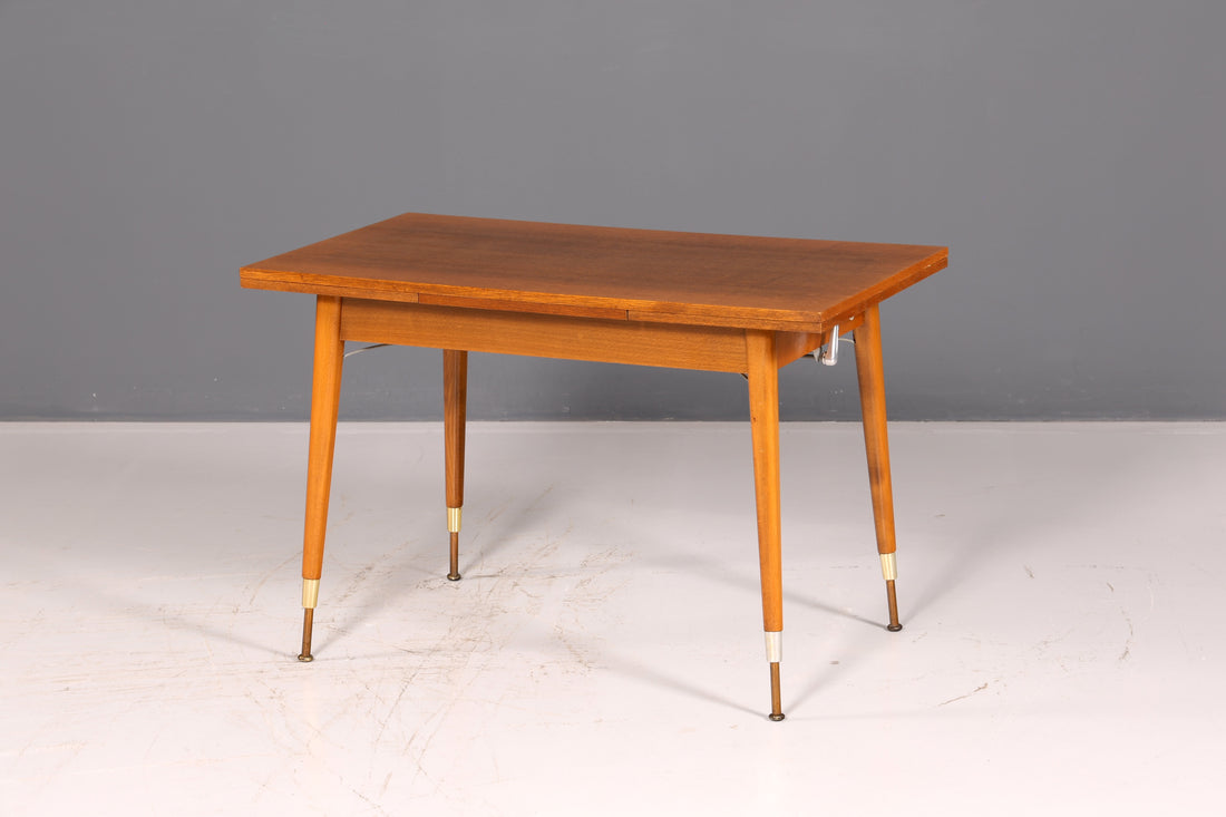 Prachtige midcentury-keukentafel, vintage uitschuifbare en in hoogte verstelbare eettafel uit de jaren 60 van hout