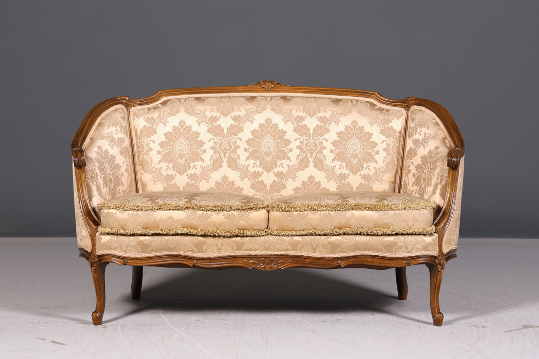 Beautiful Chippendale Sofa Baroque Style Couch Velvet Fabric Rococo 2-Seater Canapé