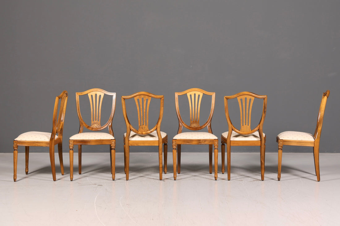 6x prachtige stoelen in Gustavische stijl, Engelse keukenstoelen in antieke stijl, set eetkamerstoelen