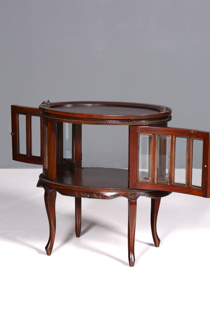 Wunderschöner filigraner Chippendale Barschrank echt Holz Teeschrank im Jugendstil Vitrine