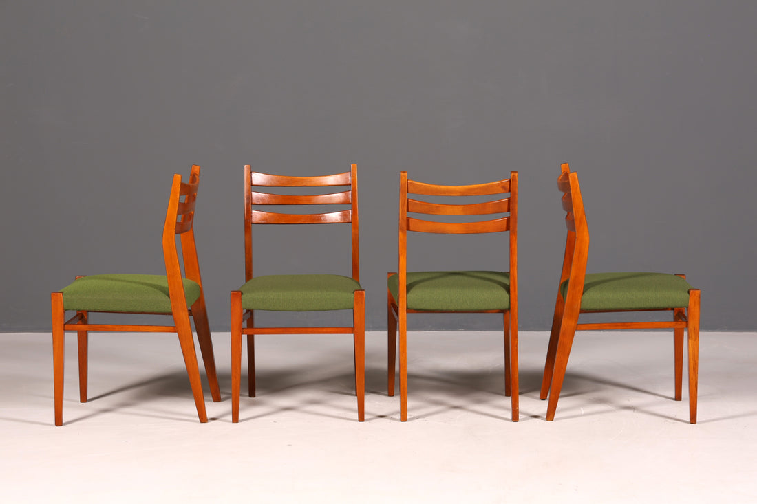 4x Mid Century Teak Holz Stühle Made in Denmark Retro Stuhlset Danish Design Vintage Küchenstühle