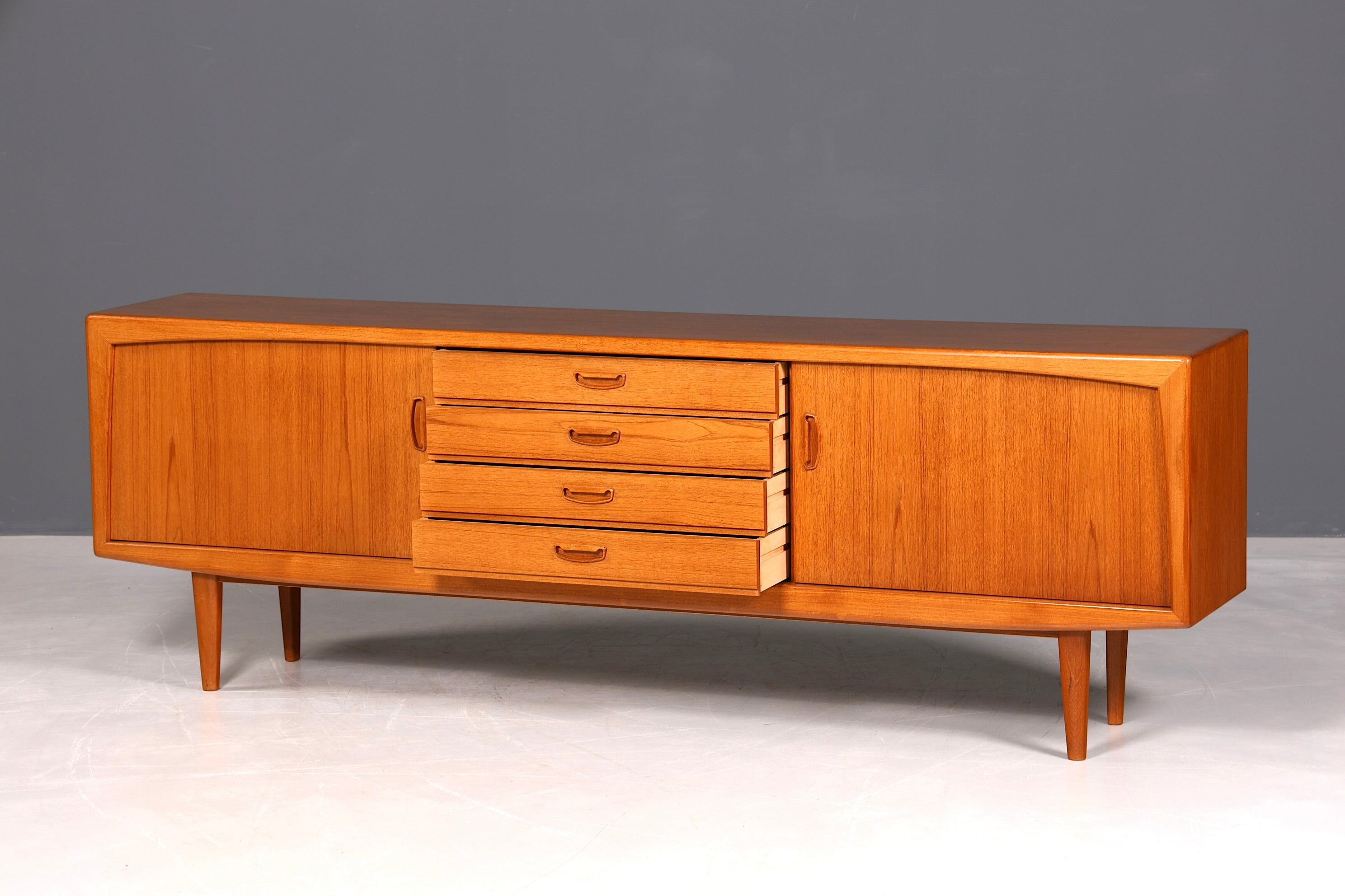 F960 Finish cm Schlichtes Mid Century Sideboard Vintage TV Kommode 60s Schrank Longboard Retro Lowboard